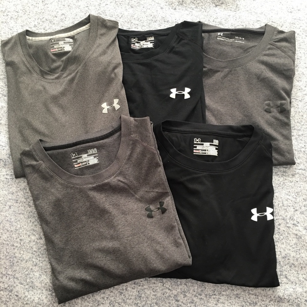 5 Under Armour Heat Gear Shirts Large